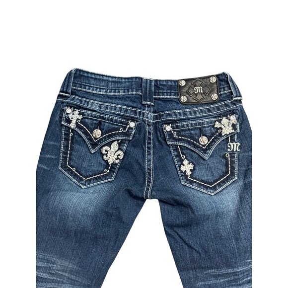 Miss Me Womens Dark Wash Embellished Capri Jeans Size 26 - Picture 4 of 5